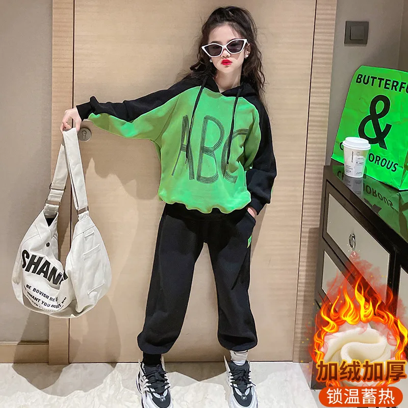 Kid Clothes for Teens Fashion Letter Print Suit Hoodies + Pants 2pcs Winter Thick Warm Sportswear Girls Patchwork Top Set 4-14 Y
Kid Clothes for Teens Fashion Letter Print Suit Hoodies + Pants 2pcs Winter Thick Warm Sportswear Girls Patchwork Top Set 4-14 Y