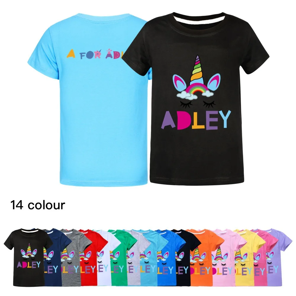 

2-16Y A for Adley T Shirt Kids O-neck Pullover T-shirt Baby Girls Casual Clothes Boys Short Sleeve Summer Tops Children Clothing