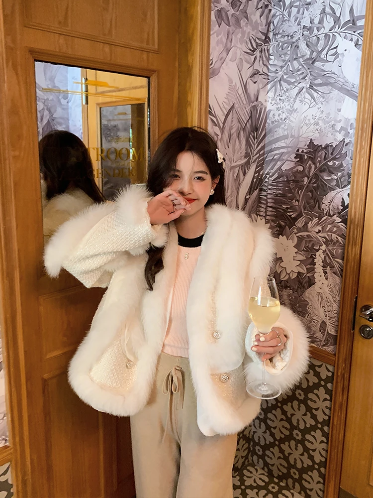 2023 korean streetwear New Women Real Fox Fur Collar Tweed Coat Elegant Ladies genuine fox fur coats LS02
2023 korean streetwear New Women Real Fox Fur Collar Tweed Coat Elegant Ladies genuine fox fur coats LS02