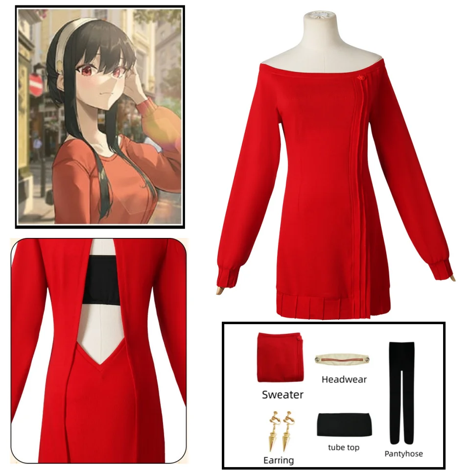 Briar SPY×FAMILY Thorn Princess Women's Daily Heroine Red Knitted Sweater Ear pendants Set Yor Forger Cosplay Costume
Briar SPY×FAMILY Thorn Princess Women's Daily Heroine Red Knitted Sweater Ear pendants Set Yor Forger Cosplay Costume