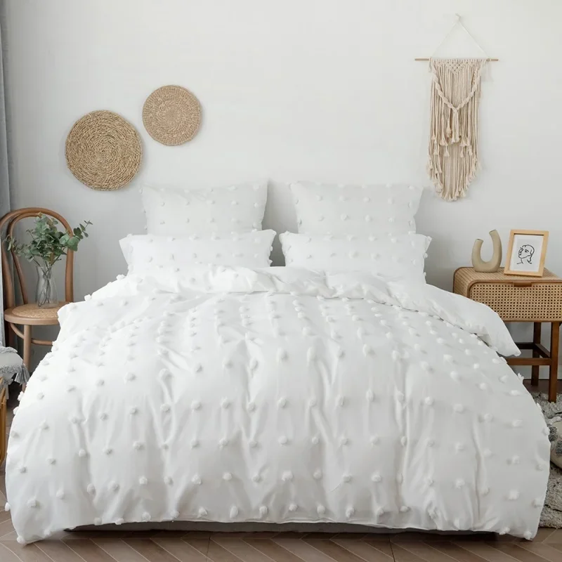 

White Duvet Cover Bedding Set Twin Queen King Size 240x220 Nordic Bed Cover 135 Euro Bed Linen 2 Bedrooms Ball Bedclothe 200x200