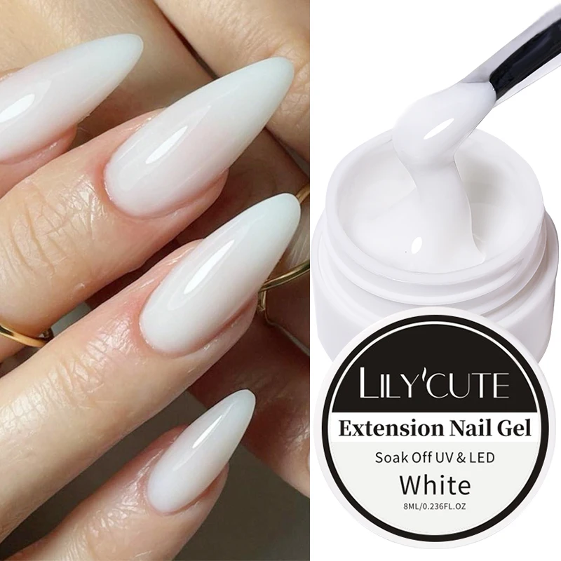 

LILYCUTE 8ml White Extension Gel Nail Polish Acrylic Construct Hard Gel Semi Permanent Varnish Clear Nude Gel Polish UV Manicure