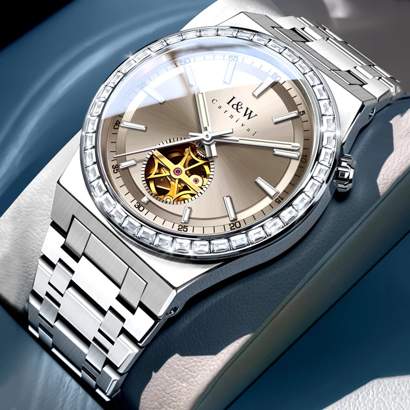 IW New Tourbillon Mechanical Watch for Men Automatic Steel Strap Skeleton Mens Watches Top Brand Luxury MIYOTA Movement Reloj
IW New Tourbillon Mechanical Watch for Men Automatic Steel Strap Skeleton Mens Watches Top Brand Luxury MIYOTA Movement Reloj