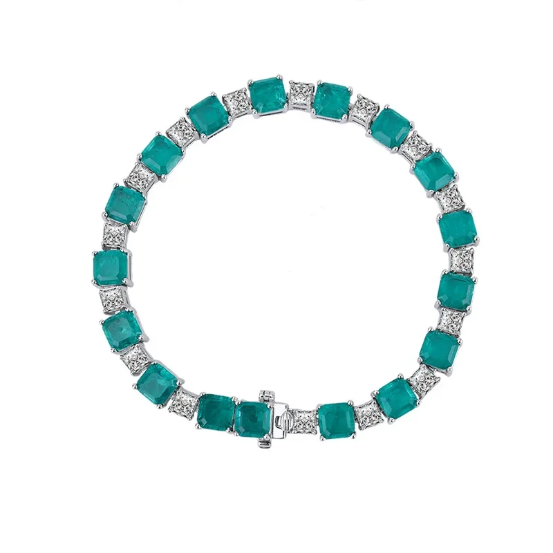 Spring Qiaoer Luxury 100% 925 Silver 6*6mm Ruby Green Tourmaline Lab Diamond Chain Bracelet Women's Charms Party Fine Jewelry
Spring Qiaoer Luxury 100% 925 Silver 6*6mm Ruby Green Tourmaline Lab Diamond Chain Bracelet Women's Charms Party Fine Jewelry