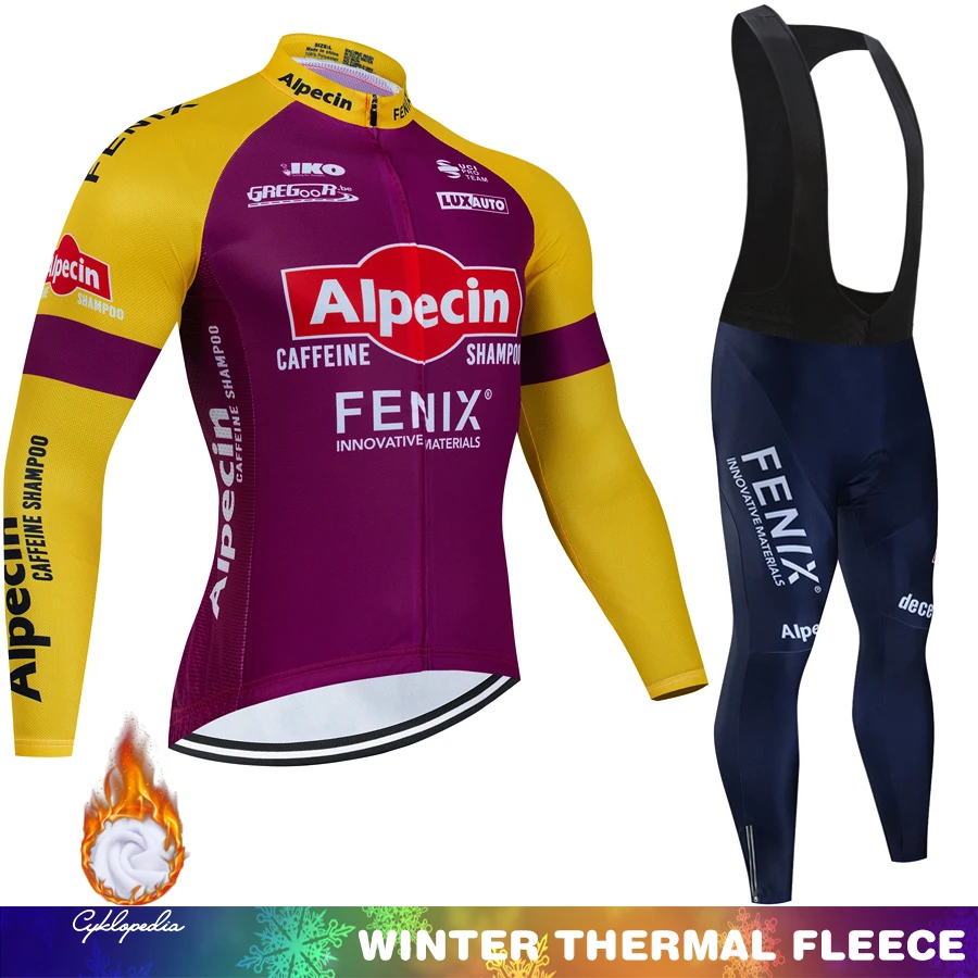 

Cycling Jersey Thermal Alpecin Fleece Termal Men Winter Bib Retro Long Sleeve Ciclismo Hombre Clothing Man Mtb Equipment Sports