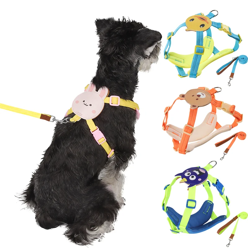 

Dog Harness Leash Set for Small Dogs Adjustable Puppy Cat Harness Vest French Bulldog Chihuahua Pug Outdoor Walking Lead Leash