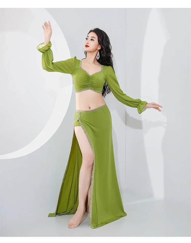 2023 New Belly Dance Practice Clothes French Princess Sleeve Lace Dance Costume Practice Suit top+skirt 2pcs set
2023 New Belly Dance Practice Clothes French Princess Sleeve Lace Dance Costume Practice Suit top+skirt 2pcs set