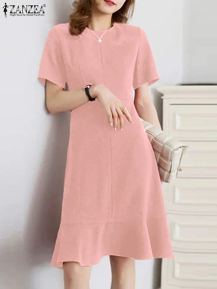 ZANZEA Elegant Party Solid Robe Women Red Mermaid Dress Vintage Short Sleeve Ruffled Sundress Casual Waisted Knee Length Dress
ZANZEA Elegant Party Solid Robe Women Red Mermaid Dress Vintage Short Sleeve Ruffled Sundress Casual Waisted Knee Length Dress