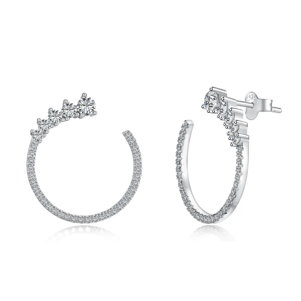 

S925 Silver Ear Stud Women's Ring Zircon Inlaid Fashion Design Sense Simple Daily Elegance Versatile Ear Stud Jewelry