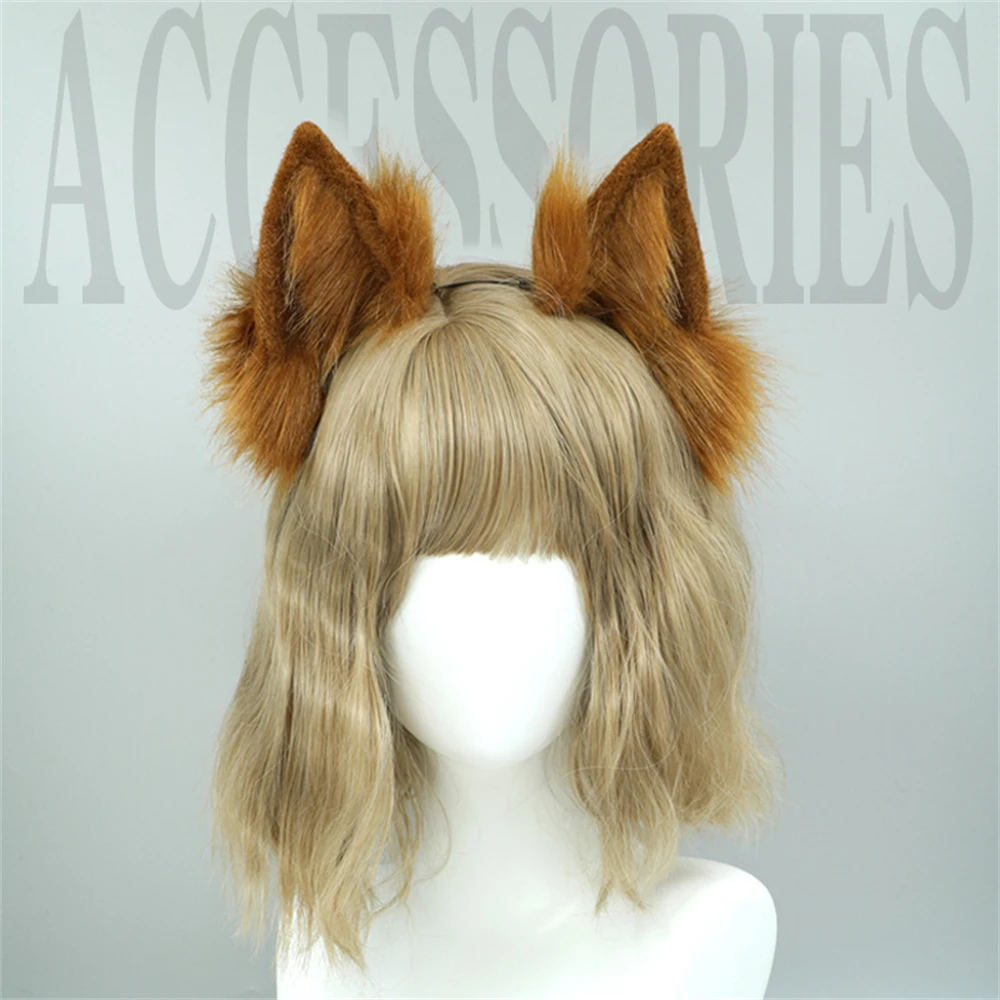

Lovely Faux Fur Wolf Ears Headband Realistic Furry Fluffy Animal Hair Hoop Lolita Anime Masquerade Cosplay Costume Hair Accessor
