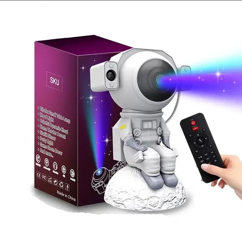 

Hot selling colorful starry sky projection decorative mini astronaut shaped music night lights birthday gifts atmosphere lights