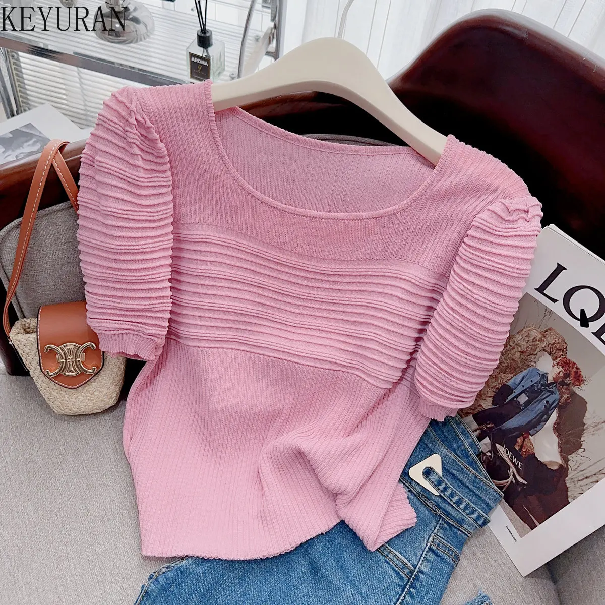 Ruff Short Sleeve Sweater Women knit T Shirt 2023 New Simple Summer O-Neck Pullover Knitwear Tops Tee Ladies White Ropa De Mujer
Ruff Short Sleeve Sweater Women knit T Shirt 2023 New Simple Summer O-Neck Pullover Knitwear Tops Tee Ladies White Ropa De Mujer