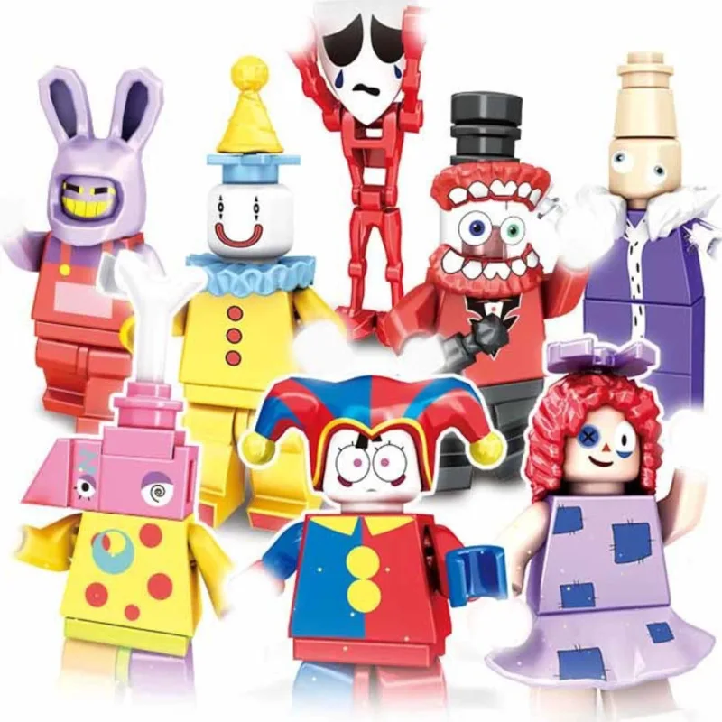 

8pcs/set The Amazing Digital Circus Building Blocks Cute Cartoon Digital CircusJax/gangle/kinger/zooble Bricks Toy For Kids Gift