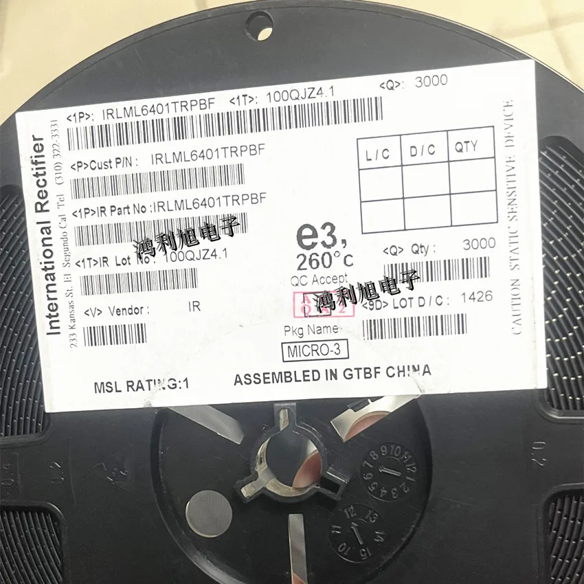 10PCS/Lot IRLML6401TRPBF IRLML6401 MARKING Fxxxx Trans MOSFET P-CH Si 12V 4.3A 3-Pin SOT-23 T/R
10PCS/Lot IRLML6401TRPBF IRLML6401 MARKING Fxxxx Trans MOSFET P-CH Si 12V 4.3A 3-Pin SOT-23 T/R