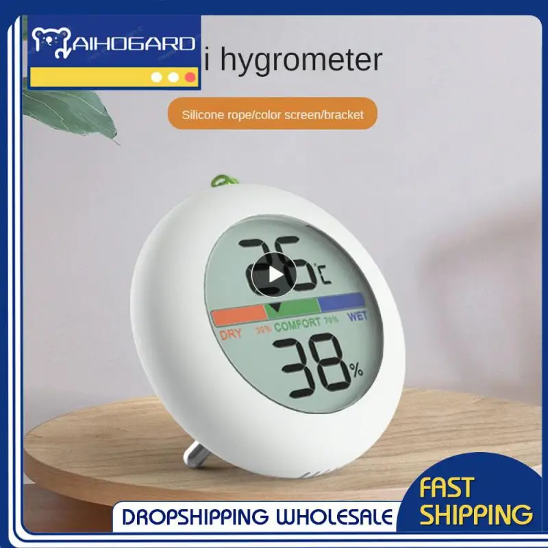 

Smart Home Temperature And Humidity Sensor With Color Screen Round Indoor Mini Electronic Thermometer Hygrometer Sensor