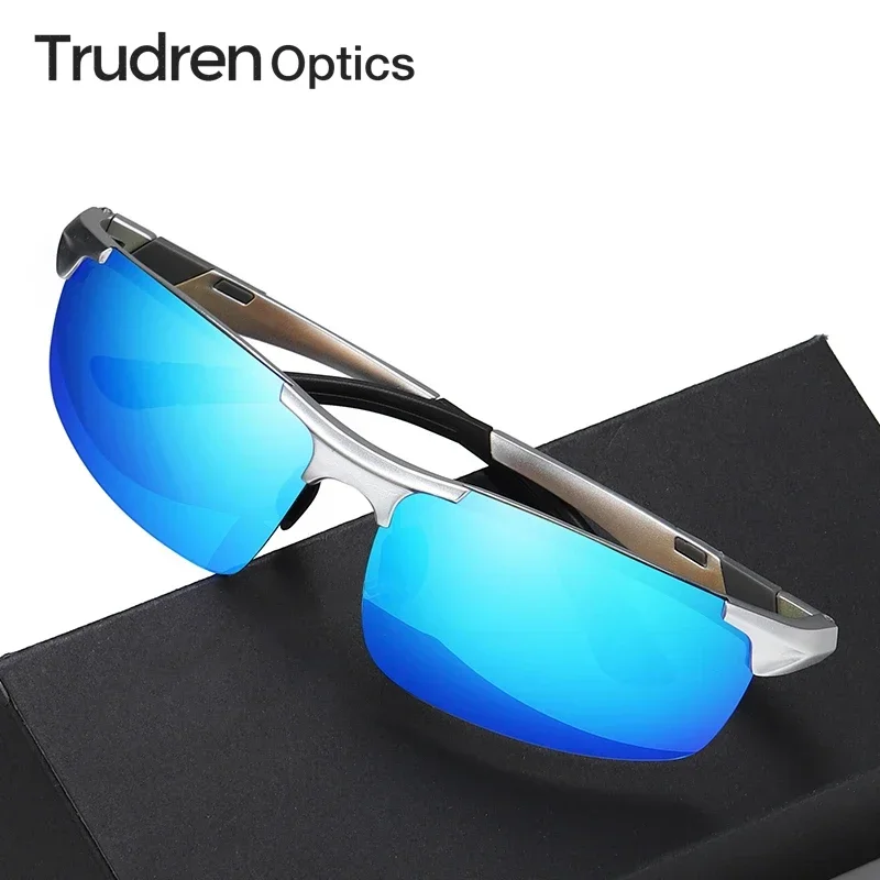 

Trudren Mens Outdoor Sports Sunglasses Polarized Aluminum Semi-rimless Golf Sunglass for Athlete Trail Running Sun Glasses 5932