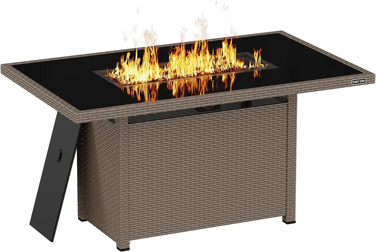 

EAST OAK 52'' Propane Fire Pit Table, 60,000 BTU Gas Firepit W/Large Tempered Glass Tabletop, CSA Certified Outdoor Patio Fire=