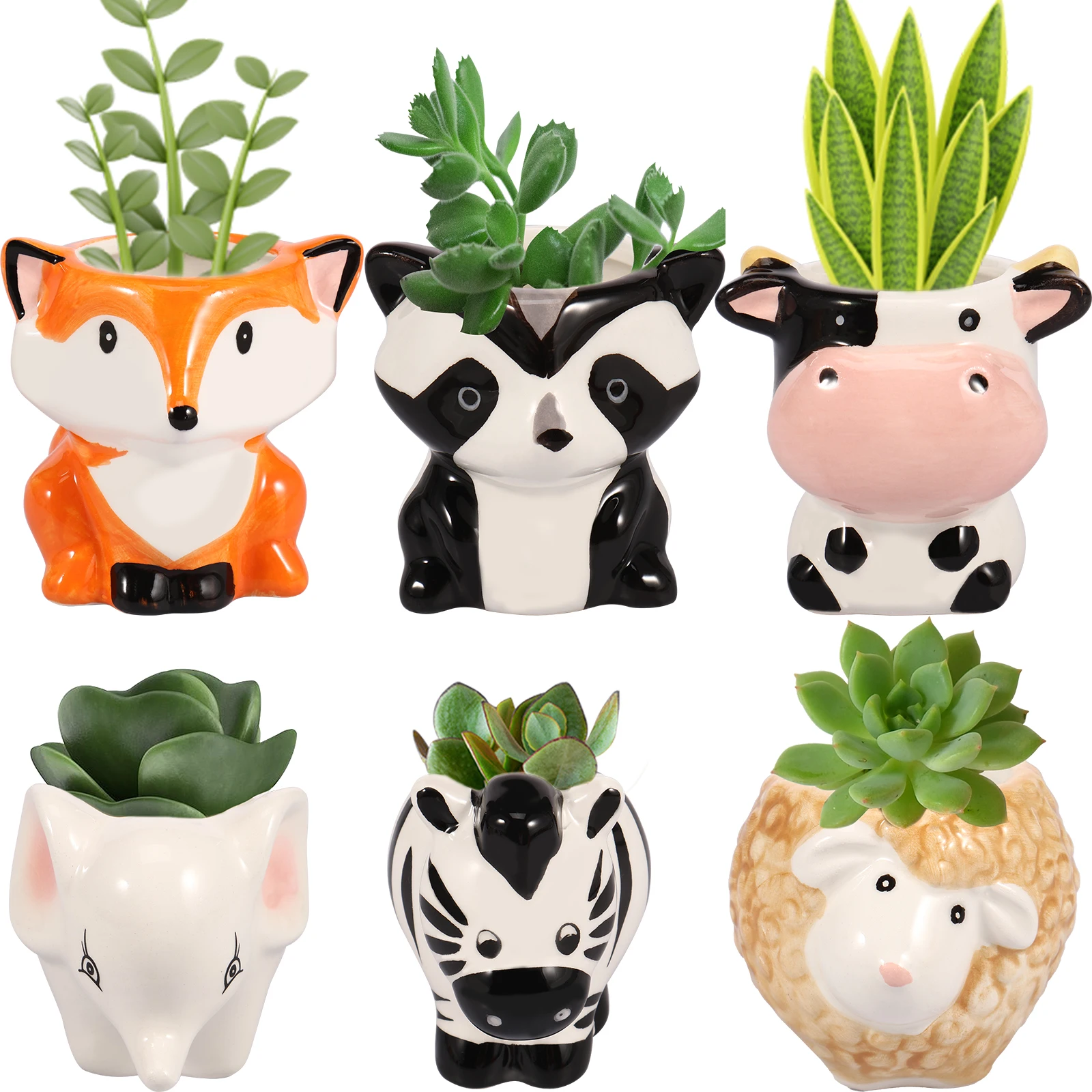 New 6Pcs Animal Ceramics Planter Ceramic Succulent Pots with Drainage Hole Cute Cartoon Animal Shaped Succulent Planter Small
New 6Pcs Animal Ceramics Planter Ceramic Succulent Pots with Drainage Hole Cute Cartoon Animal Shaped Succulent Planter Small