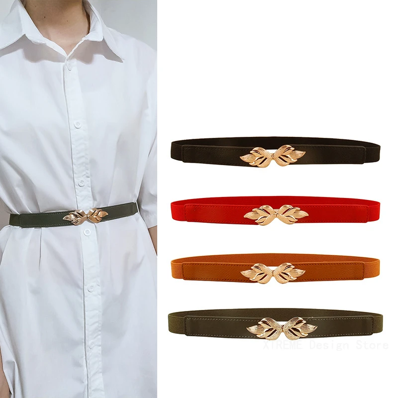 

New Narrow Stretch Dress Belt Women Fashion Waist Belt Thin Buckle Waistband For Fashion Ladies Belt