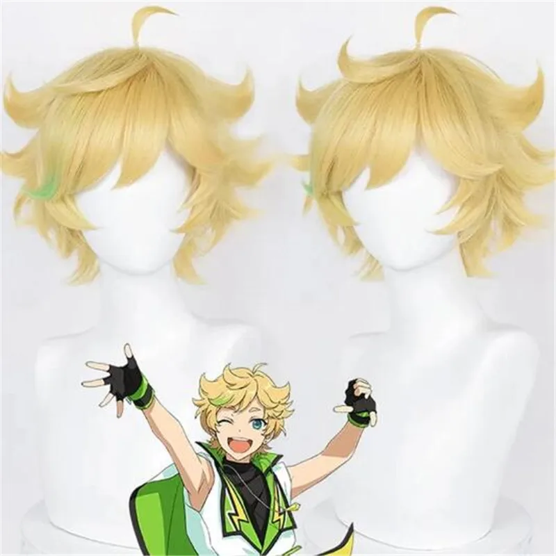 

Game Ensemble Stars Harukawa Sora Cosplay Wig 35cm Golden Yellow Hair Heat Resistant Synthetic Halloween Party Accessories Props