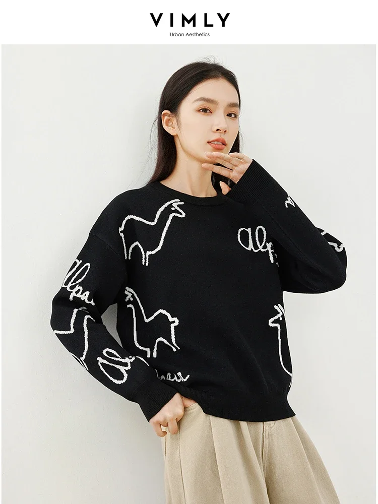 Vimly Women's Contrast Jacquard Pattern Sweater 2023 Autumn Winter Long Sleeve Knit Top High Strecth Jumpers Knitwear 72566
Vimly Women's Contrast Jacquard Pattern Sweater 2023 Autumn Winter Long Sleeve Knit Top High Strecth Jumpers Knitwear 72566