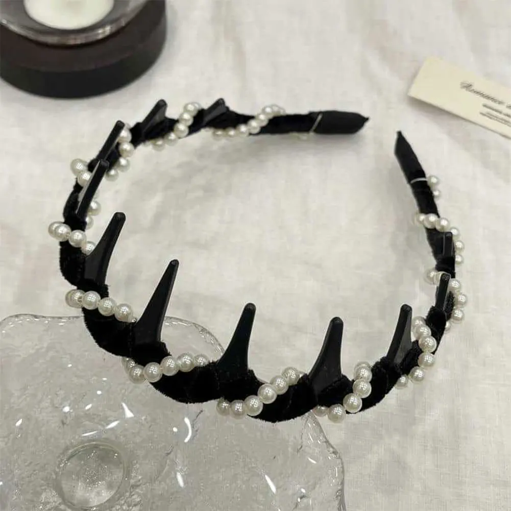 Vintage Velvet Pearl Wave Top Hairband Anti-Slip Toothed Hairband For Women Girls Fashion Sweet Hair Accessories Scrunchies Hoop Vintage Velvet Pearl Wave Top Hairband Anti-Slip Toothed Hairband For Women Girls Fashion Sweet Hair Accessories Scrunchies Hoop