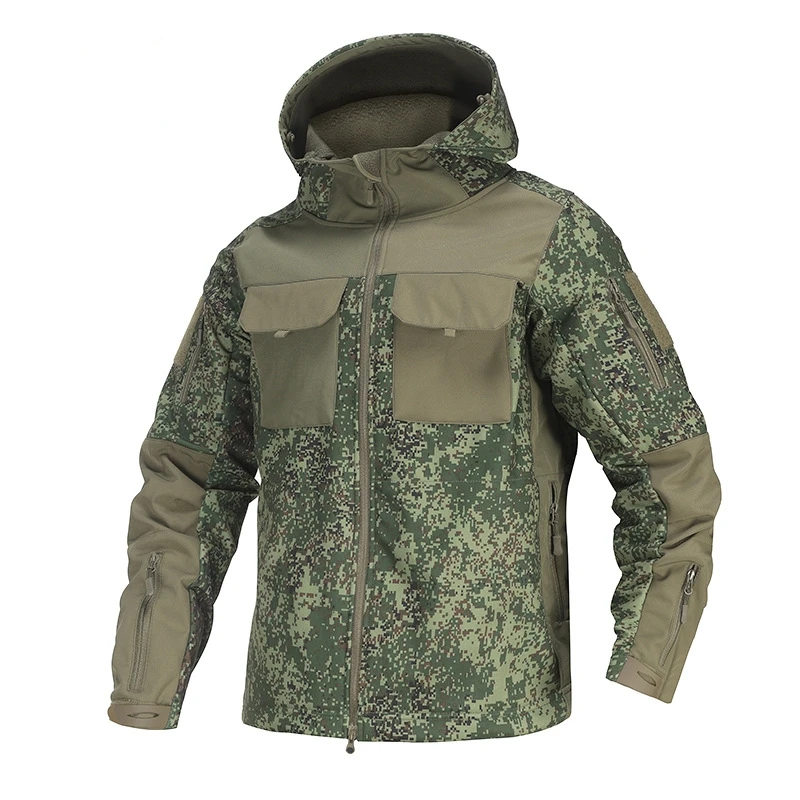 

Camo Tactical Jackets Men Outdoor Waterproof Multi-pocket Hooded Cargo Jacket Military Shark Skin Soft Shell Wear-resistant Coat