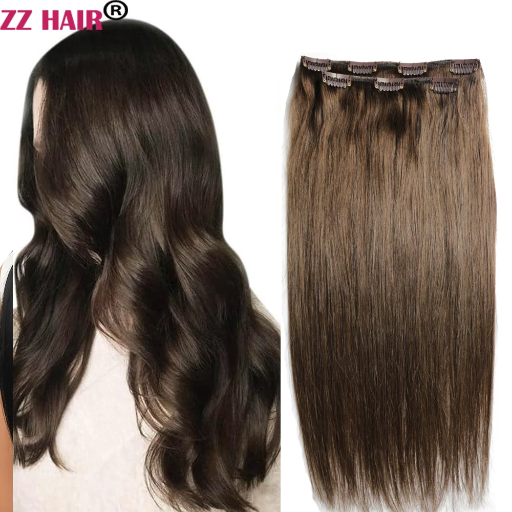 

ZZHAIR 100% Human Remy Hair Extensions 16"-28" 2pcs Set 180g Clips-in Two Pieces Natural Straight 1x20cm 1x15cm