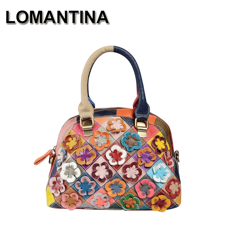 

LOMANTINA Design Luxury Floral Shell Handbags Women Crossbody Lady Shoulder Messenger Bag Small Genuine Leather Tote For Girls