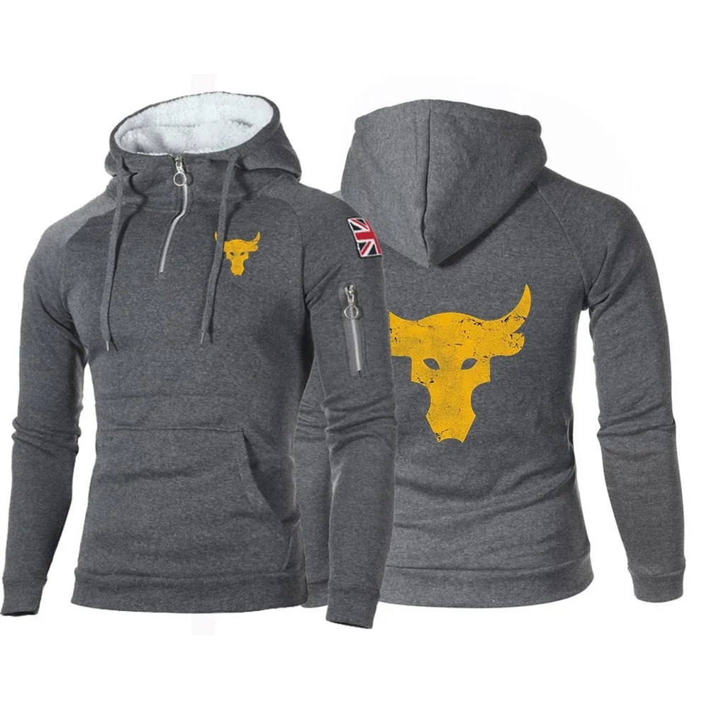 2024 Spring and Autumn Men's Dwayne Douglas Johnson Brahma Bull Tattoo Printing Half Zipper Hooded Sweater trendy solid color ho
2024 Spring and Autumn Men's Dwayne Douglas Johnson Brahma Bull Tattoo Printing Half Zipper Hooded Sweater trendy solid color ho
