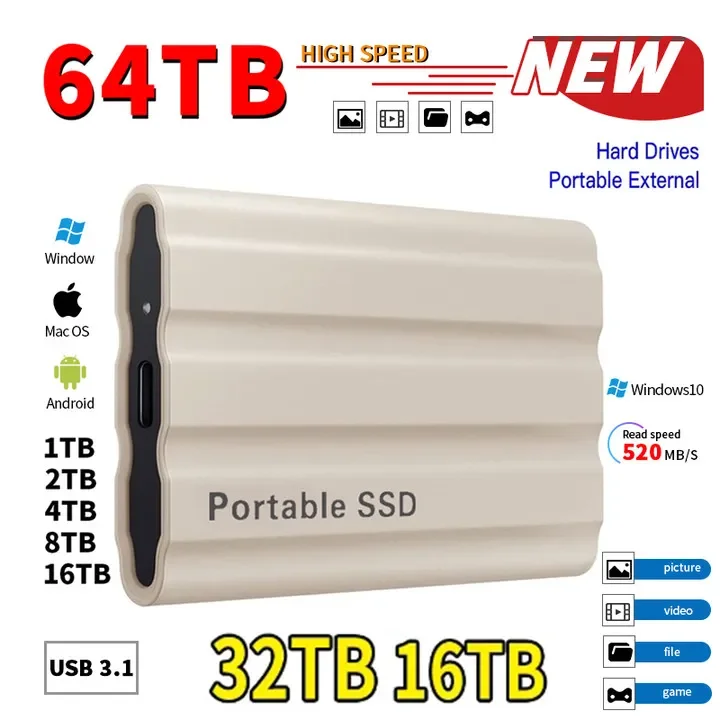 1TB External Hard Drive Portable SSD 16TB Hard Disk Storage High-Speed External Solid State Drive USB 3.1/Type-C for PC/Mac
1TB External Hard Drive Portable SSD 16TB Hard Disk Storage High-Speed External Solid State Drive USB 3.1/Type-C for PC/Mac