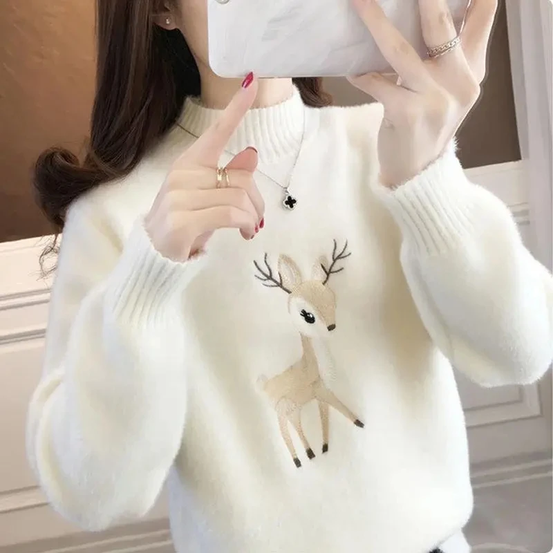 Autumn Winter Sweaters Womens Fashion Long Sleeve Mock Neck Casual Sweatershirt 2023 New Embroidered Comfortable Keep Warm Top
Autumn Winter Sweaters Womens Fashion Long Sleeve Mock Neck Casual Sweatershirt 2023 New Embroidered Comfortable Keep Warm Top