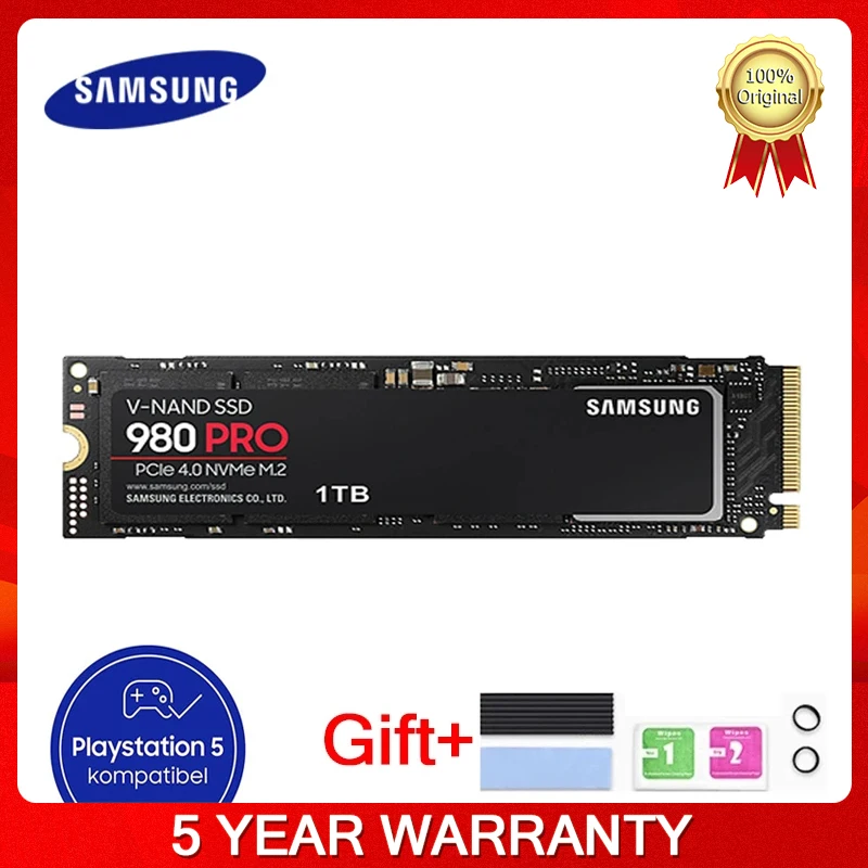 

Внутренний твердотельный накопитель Samsung 980 PRO SSD 500 Гб 1 ТБ, m2, 2 2280 Nvme PCIe Gen 4,0x4, жесткий диск для компьютера, ноутбука PS5