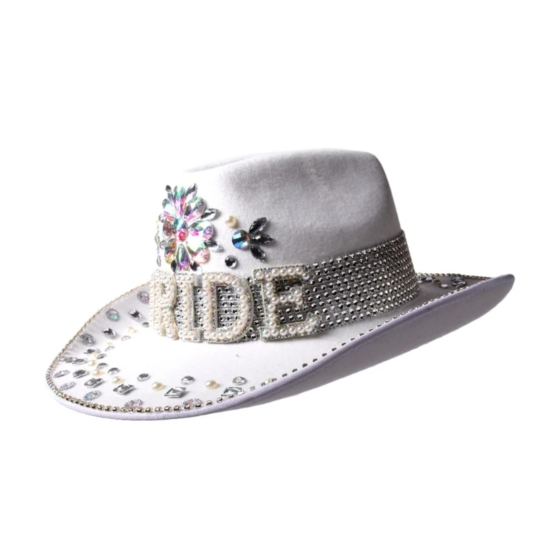 

Delicate Glistening Cowgirl Hat with Rhinestones Western Cowboy Hat for Stage