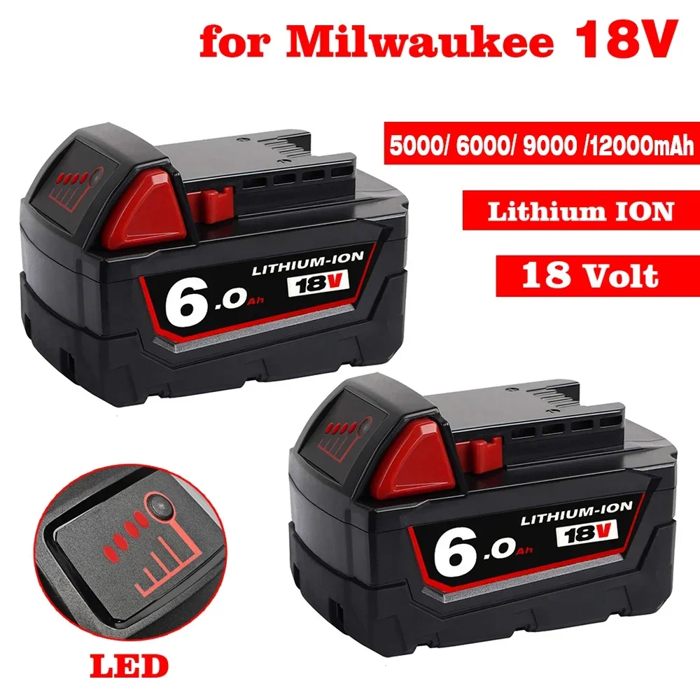 

Original 18V 6.0Ah Replacement Lithium Ion Battery For Milwaukee M18 Power Tool Batteries 48-11-1815 48-11-1850 48-11-1860 Z50