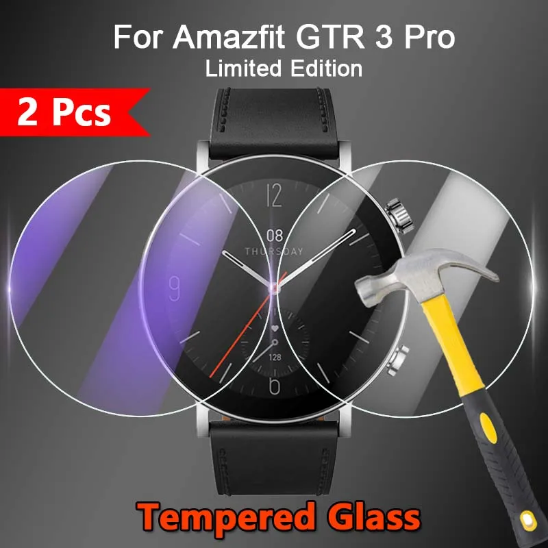 

2Pcs For Amazfit GTR 3 Pro Limited Edition 2.5D Ultra Slim HD Clear / Anti Purple Light 9H Tempered Glass Screen Protector Film