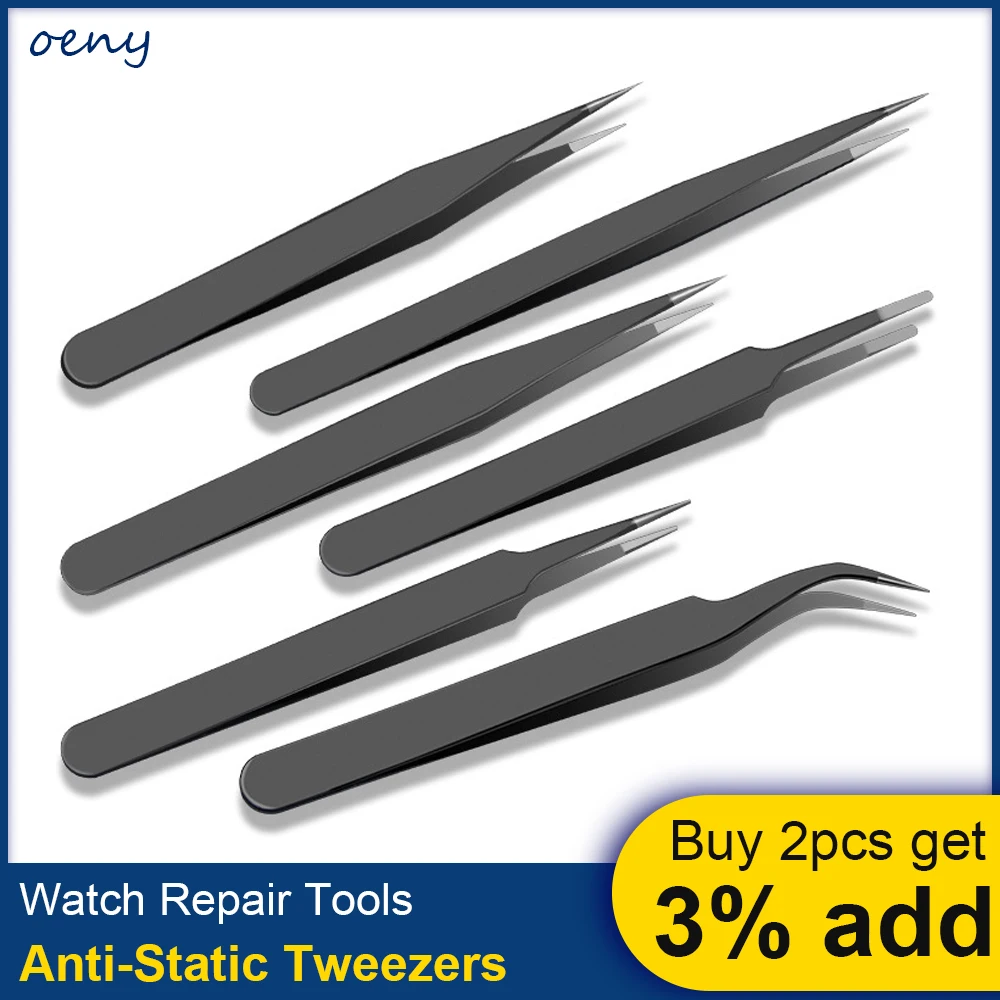 

1pc Watch repair tool Professional stainless steel straight curved tweezer watchmaker detail repair tools for mechanical quartz