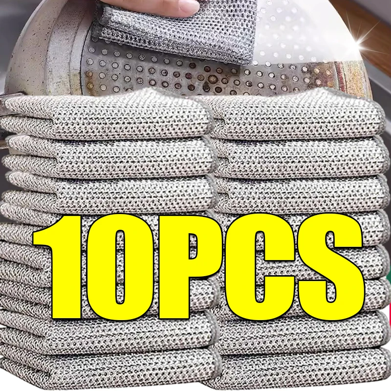 10/1pcs Thickened Steel Wire Cleaning Cloth Non-Scratch Double-layer Microfiber Mesh Wire Rags Washing Dishcloth Kitchen Towel
10/1pcs Thickened Steel Wire Cleaning Cloth Non-Scratch Double-layer Microfiber Mesh Wire Rags Washing Dishcloth Kitchen Towel