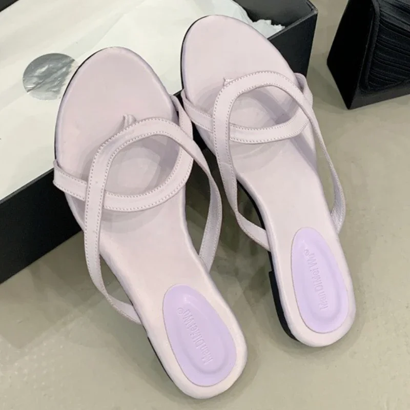 Summer Sexy Pointed Toe Designer Brand Sandals Women Elegant Cross Tied Clip Toe Flat Sandals Comfortable Non-Slip Flip Flops 24 S49ed3525d76849c893b8075bffc2feb67