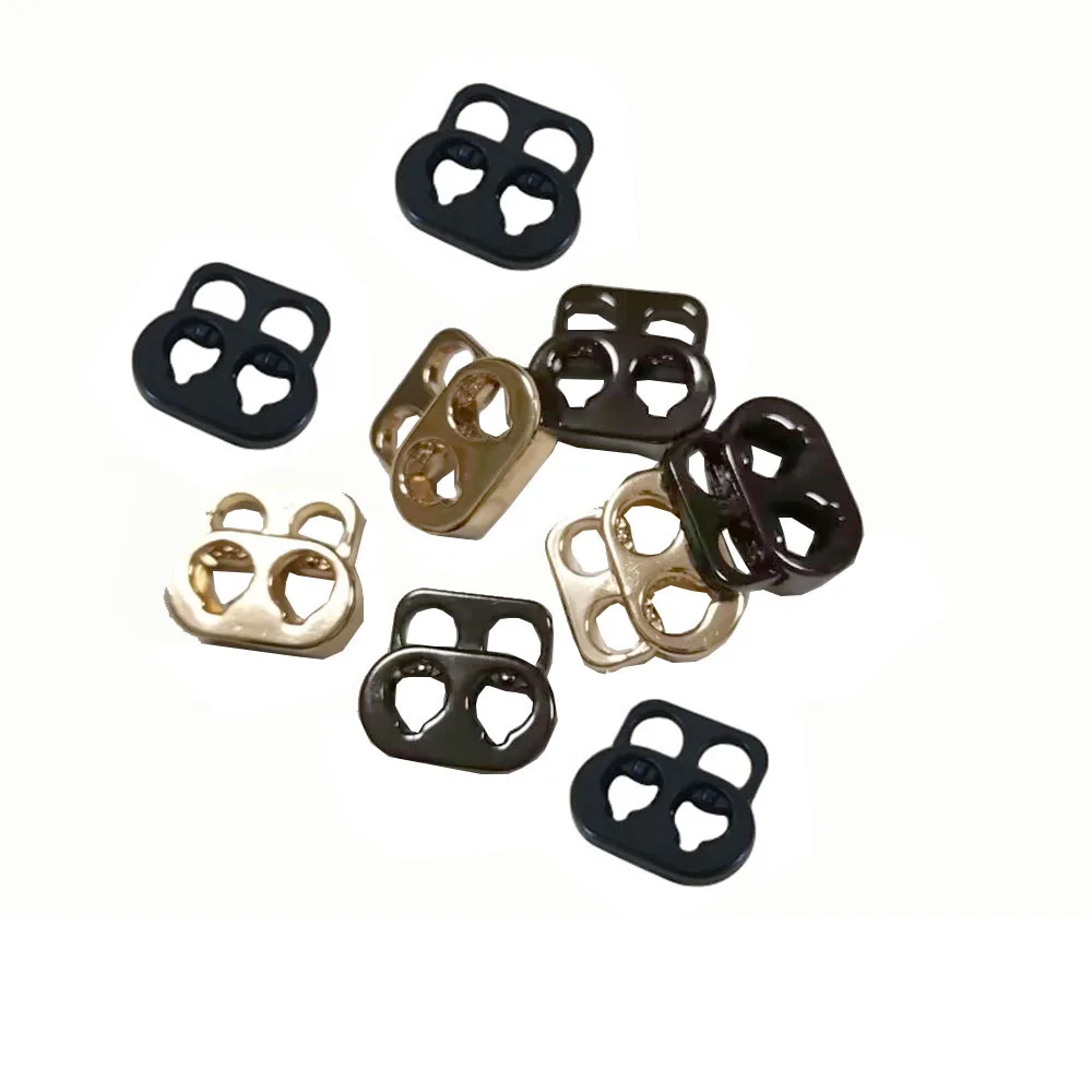 

50pcs Gold/ Black Metal Stopper Spring Toggle Clasp 4mm holes Buckle Rope Clamp Cord Locks Drawstring Stops End Clip Buckles