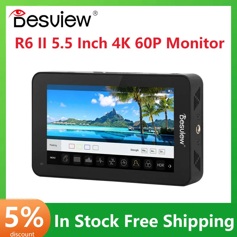 Монитор Bestview R6 II 5,5 дюйма UHB 4K 60P HDMI-совместимый 1920x1080 3D LUT HDR сенсорный экран для камеры полевые мониторы 
Монитор Bestview R6 II 5,5 дюйма UHB 4K 60P HDMI-совместимый 1920x1080 3D LUT HDR сенсорный экран для камеры полевые мониторы