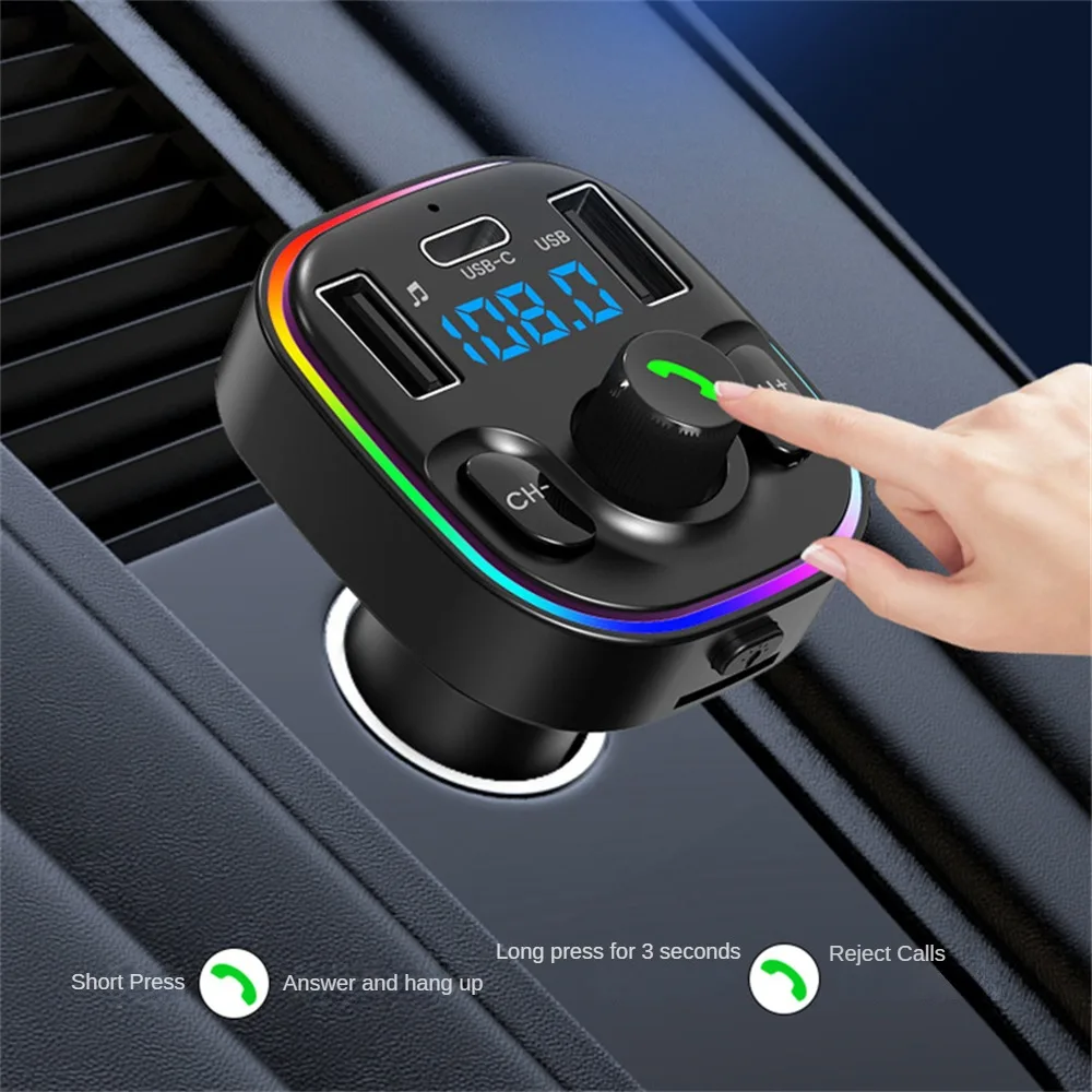 

Transmitter Bluetooth 5.0 Car Handsfree Audio Mp3 Player Adapter USB 22.5W Quick Charging Type-C Fast Charger FM Modulator