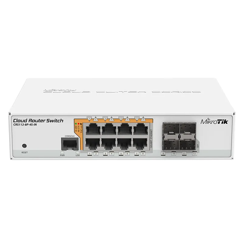 MikroTik CRS112-8P-4S-IN 8x Gigabit Ethernet Smart Switch with PoE-out, 4x SFP cages Desktop switch 
MikroTik CRS112-8P-4S-IN 8x Gigabit Ethernet Smart Switch with PoE-out, 4x SFP cages Desktop switch