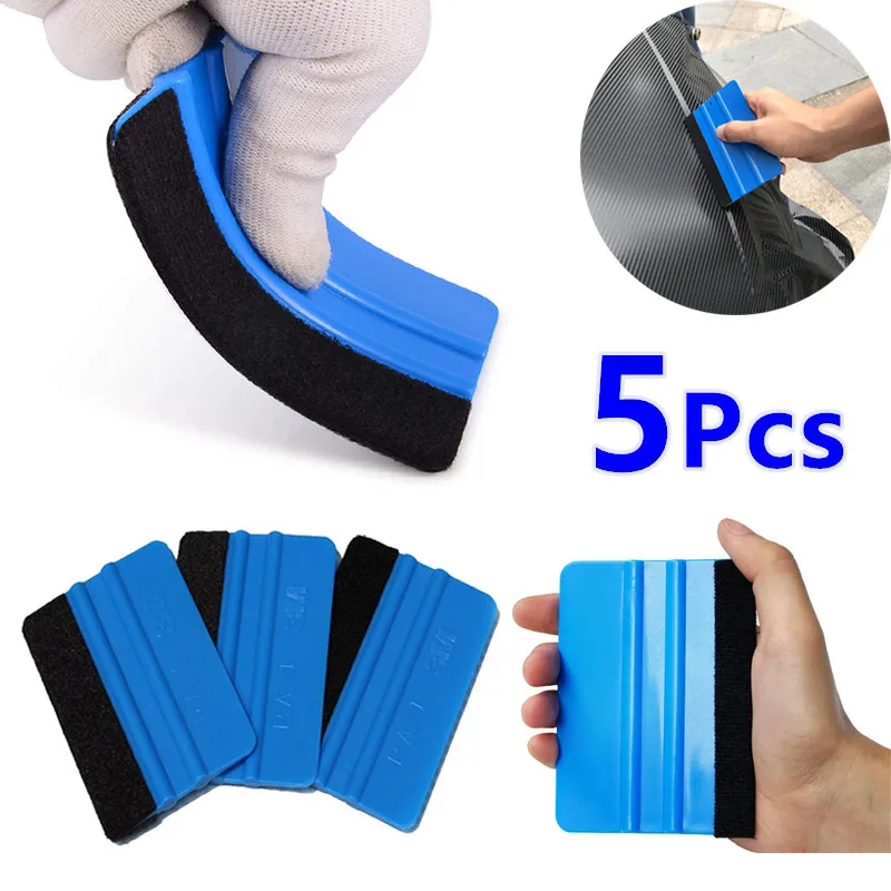 

5Pcs Car Stickers Film Install Squeegee Vinyl Carbon Fiber Scraper with Felt Squeegee Tool Film Wrapping Car Wrap Tools 10x7cm