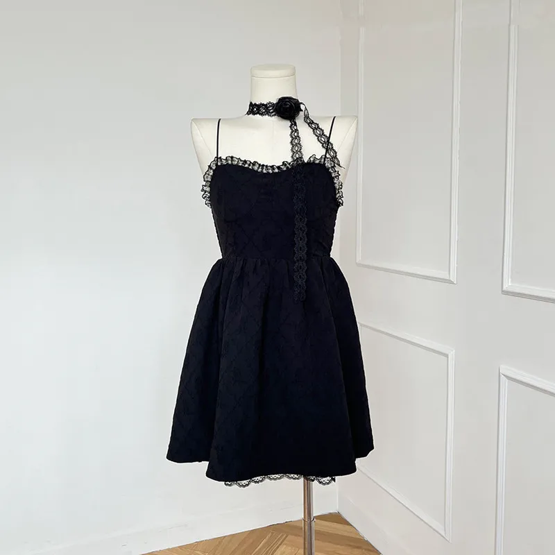 Black Three-Dimensional Rose Relief Suspenders Dress Women Sexy Sleeveless Lace Stitching Slim Waist Party Holiday Dresses s309
Black Three-Dimensional Rose Relief Suspenders Dress Women Sexy Sleeveless Lace Stitching Slim Waist Party Holiday Dresses s309