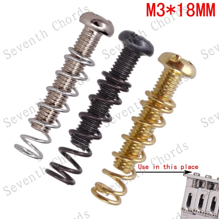 6 Pcs M3*18MM Guitar Bridge String Saddle Mount Screws and Straight Body Springs for Electric Guitar Tremolo Bridge Replacement
6 Pcs M3*18MM Guitar Bridge String Saddle Mount Screws and Straight Body Springs for Electric Guitar Tremolo Bridge Replacement