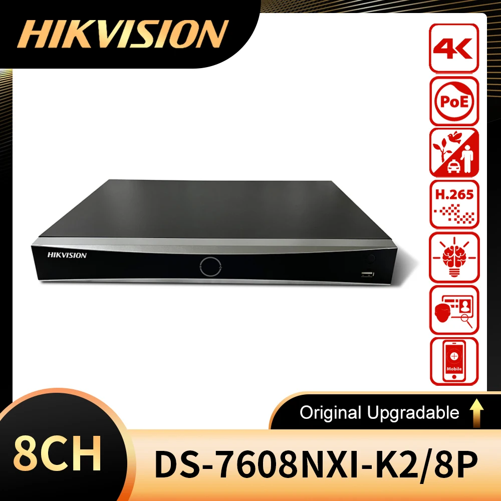 

Hikvision DS-7608NXI-K2/8P and DS-7616NXI-K2/16P 8/16 Channel 4K H.265+ 2SATA AcuSense NVR Network Video Recorder with POE