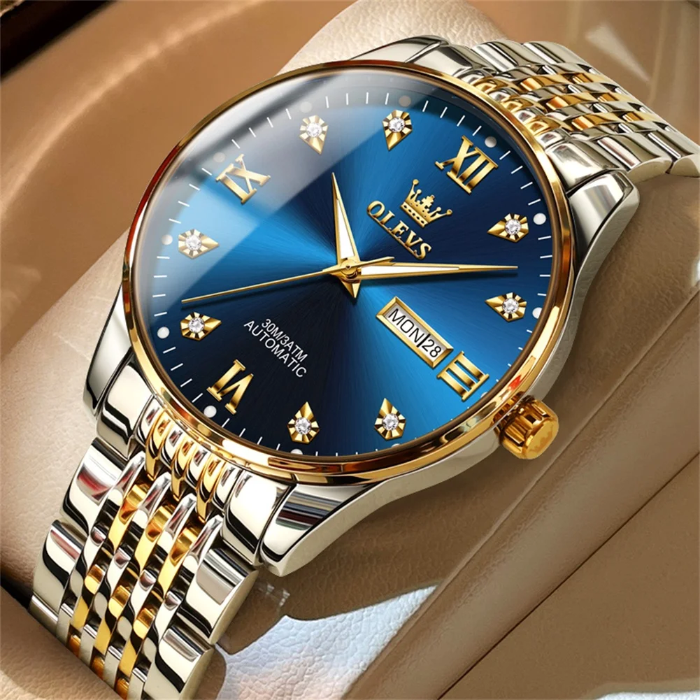 

Luxury OLEVS Business Mens Watches Automatic Mechanical Watch Luminous Date Stainless Steel Waterproof Clock Montre Homme