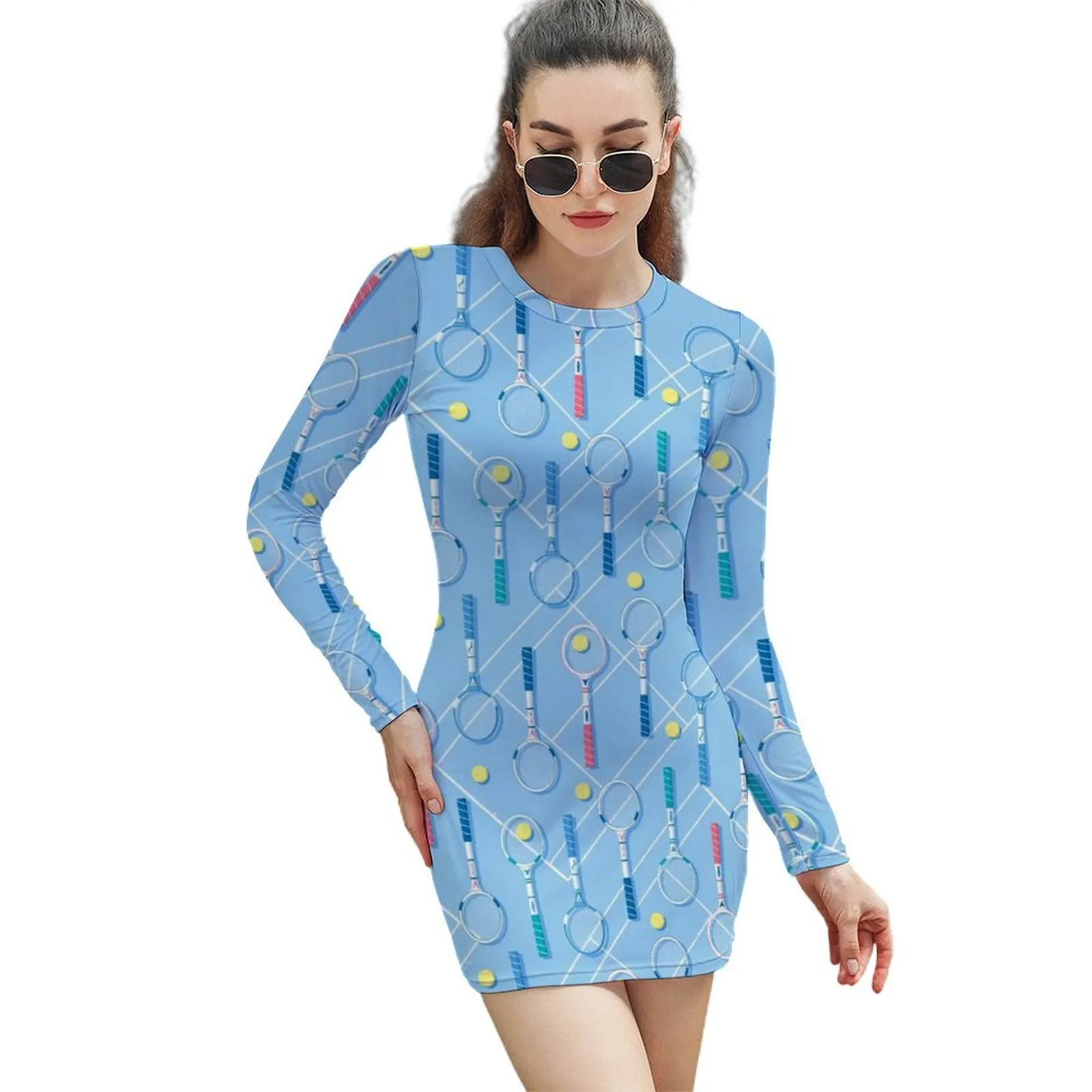 Retro Tennis Racquets Collection on Blue Court Long-Sleeved Sheath Dress women's evening dresses Dress for girls
Retro Tennis Racquets Collection on Blue Court Long-Sleeved Sheath Dress women's evening dresses Dress for girls