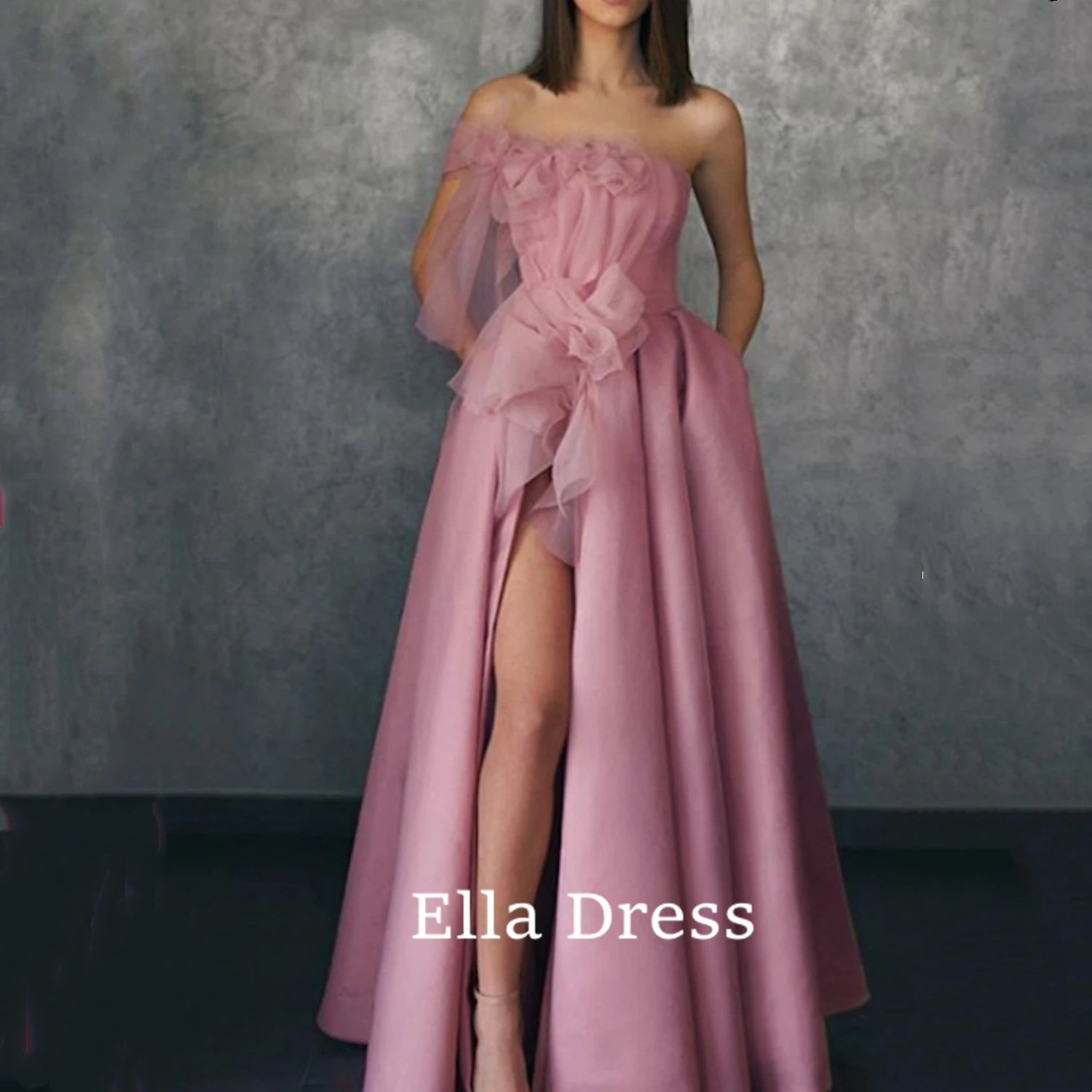 Ella Light Pink Chiffon Women's Asymmetrical Satin Evening Gown Pleated Ruffle Ballgown Beautiful Gown Graduation Dresses Dress
Ella Light Pink Chiffon Women's Asymmetrical Satin Evening Gown Pleated Ruffle Ballgown Beautiful Gown Graduation Dresses Dress